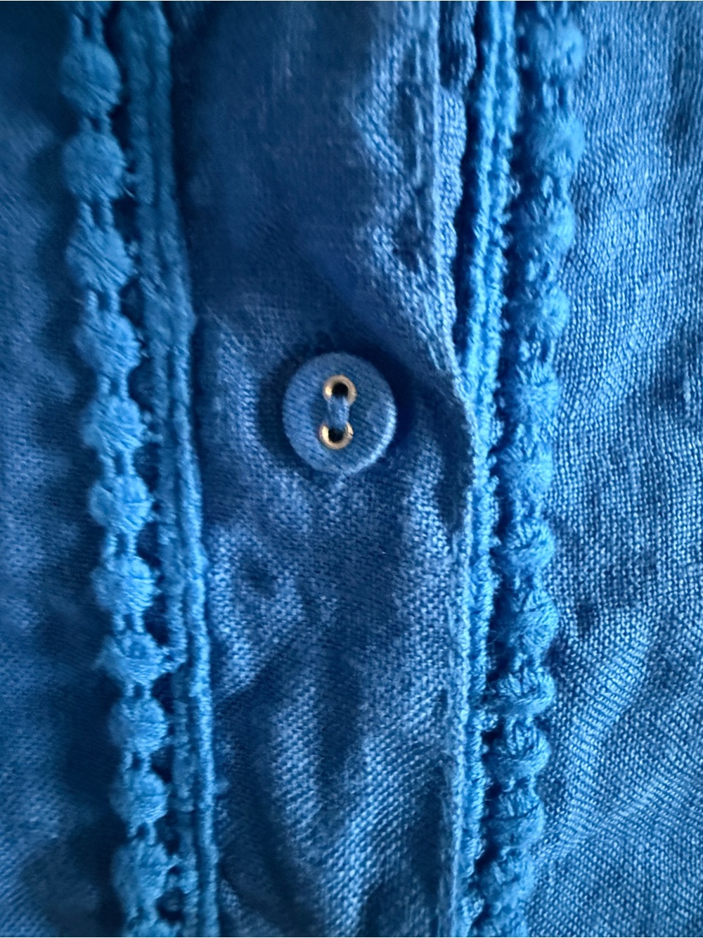 Linen Luv 100% Linen Blue Sleeveless Button Front Blouse Top L - Picture 2 of 9